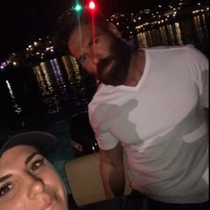 Dan Bilzerian using our private boat transfer to Scorpios, a premium service for celebrities in Mykonos by Don Blue Yachting.