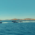 Don Blue Yachting private boats lined up for a VIP sea transfer — the slickest way to avoid crowds in Mykonos.