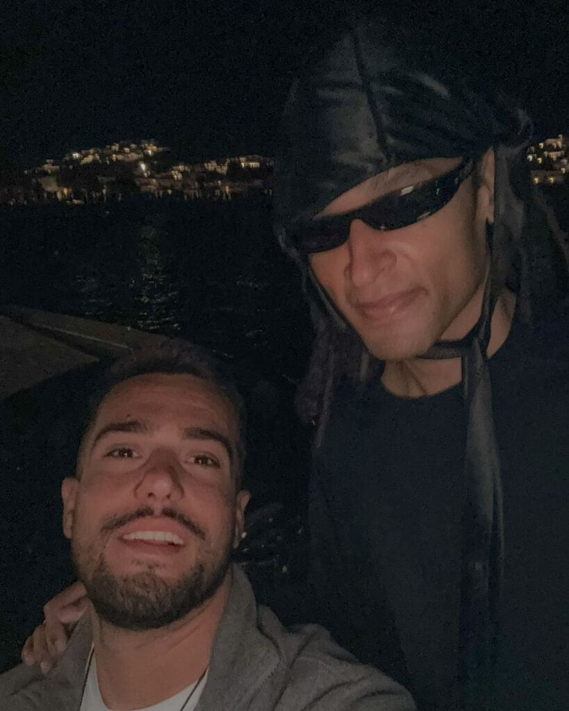 Don Blue Yachting captain and PAWSA on board before the Scorpios Mykonos sold-out Music Ritual transfer summer 2026