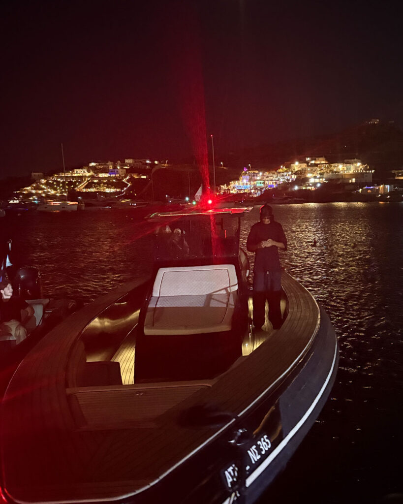 PAWSA on board a Don Blue Yachting private boat before departing for the Scorpios Mykonos Music Ritual summer 2026