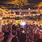 A packed crowd inside Scorpios Mykonos during the sold-out PAWSA Music Ritual on July 19 2026 — with Don Blue Yachting handling the VIP sea transfers for the night