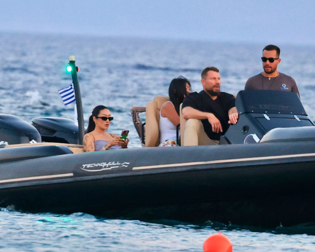 Peggy Gou crossing the Aegean aboard a Don Blue Yachting private boat on her way to Scorpios Mykonos summer 2026