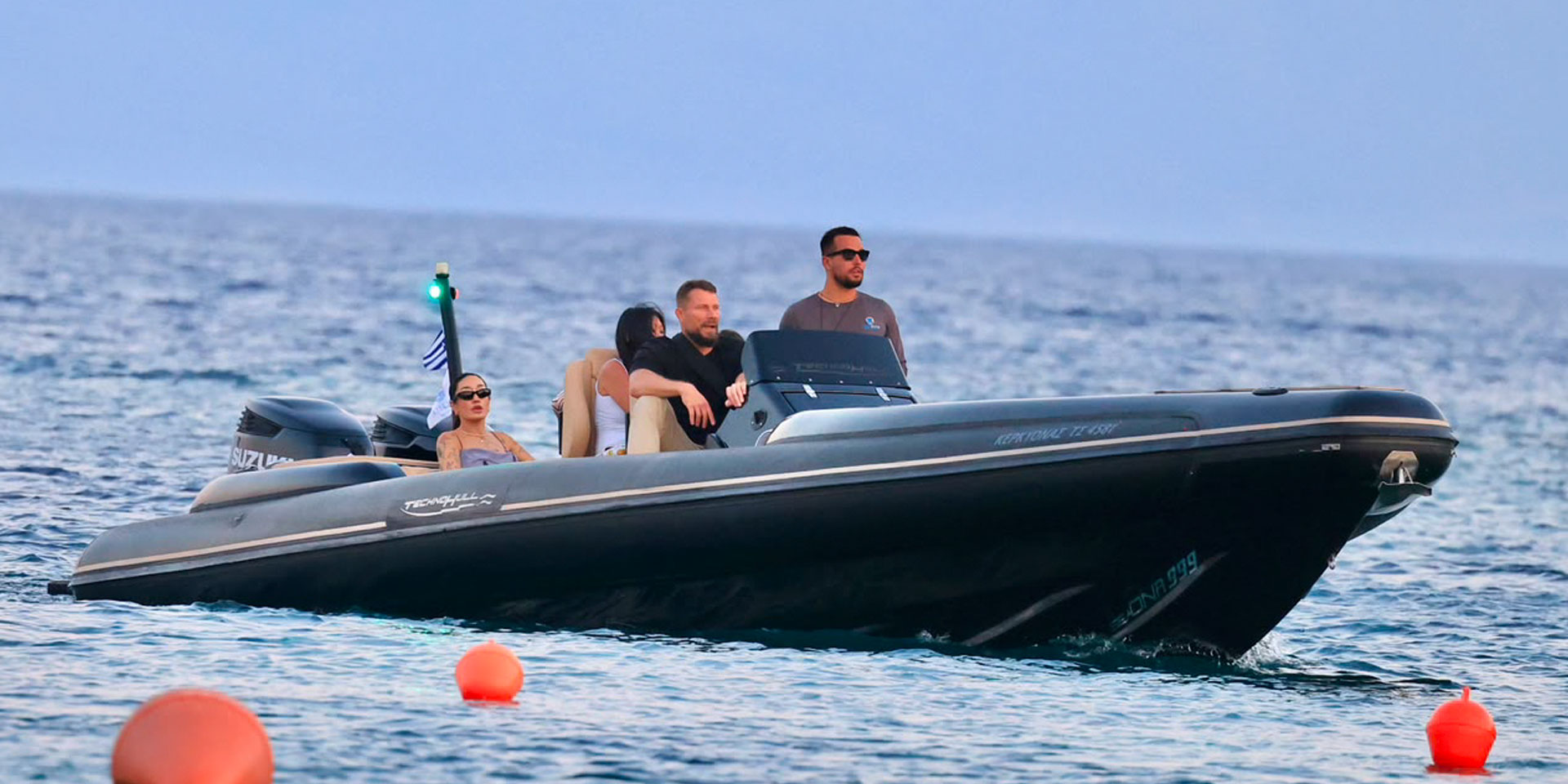Peggy Gou and her crew on board a Don Blue Yachting private boat heading to Scorpios Mykonos for her sold-out Music Ritual summer 2026