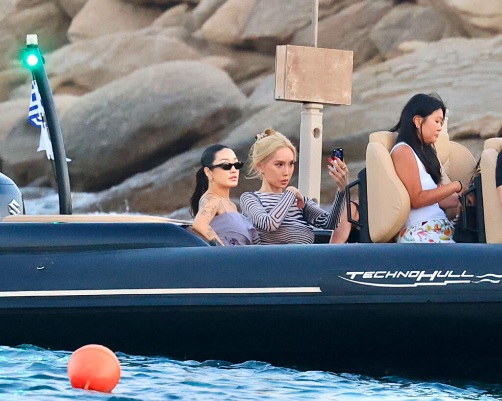 Peggy Gou on board a Don Blue Yachting private boat en route to Scorpios Mykonos for her summer 2026 sold-out Music Ritual