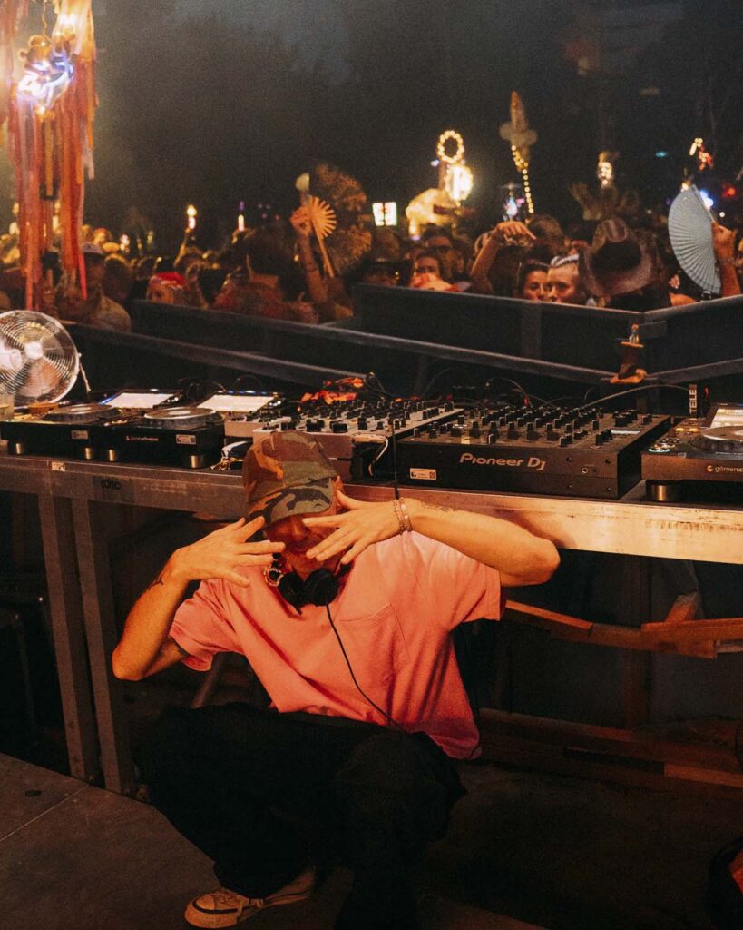 Adam Port performing at the Scorpios Mykonos Terrace during his August 16 2026 Music Ritual with Don Blue Yachting