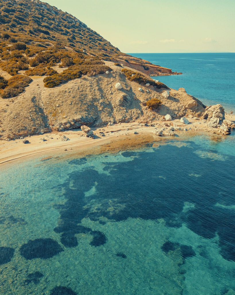 The uninhabited islets of Arsida and Fleves off the Attica coast visited on a Don Blue Yachting Athenian Riviera by boat cruise