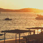 Breathtaking sunset view from Scorpios Mykonos on the night of the Rampa Music Ritual with Don Blue Yachting as the official sea transfer partner