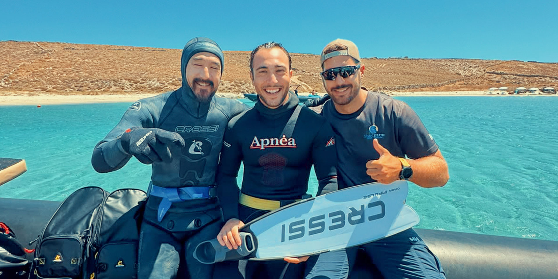 Steve Aoki and his crew aboard a Don Blue Yachting private boat heading to Rhenia Mykonos summer