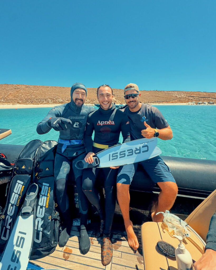 Don Blue Yachting private boat on the Aegean during Steve Aoki's Mykonos day cruise to Rhenia island